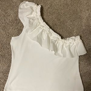 Anthropologie Porridge Clothing One-shoulder Ruffle Top White - XL